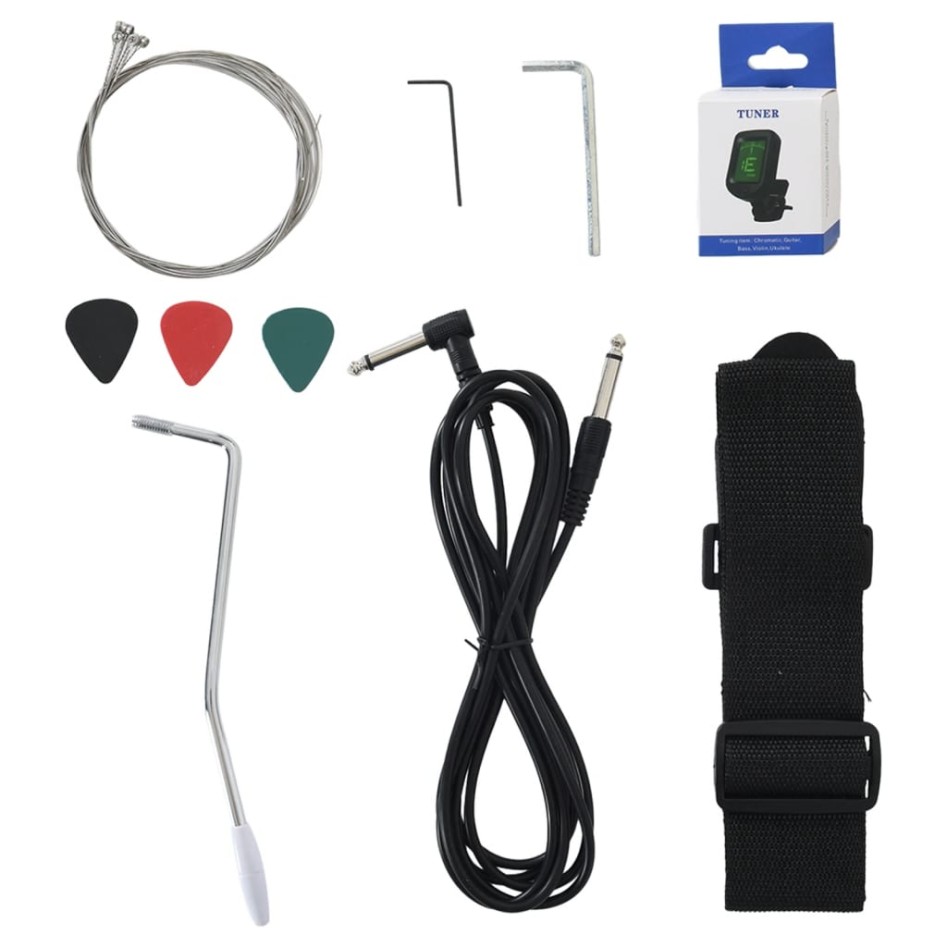 Guitarra eléctrica principiante con funda marrón blanco 4/4