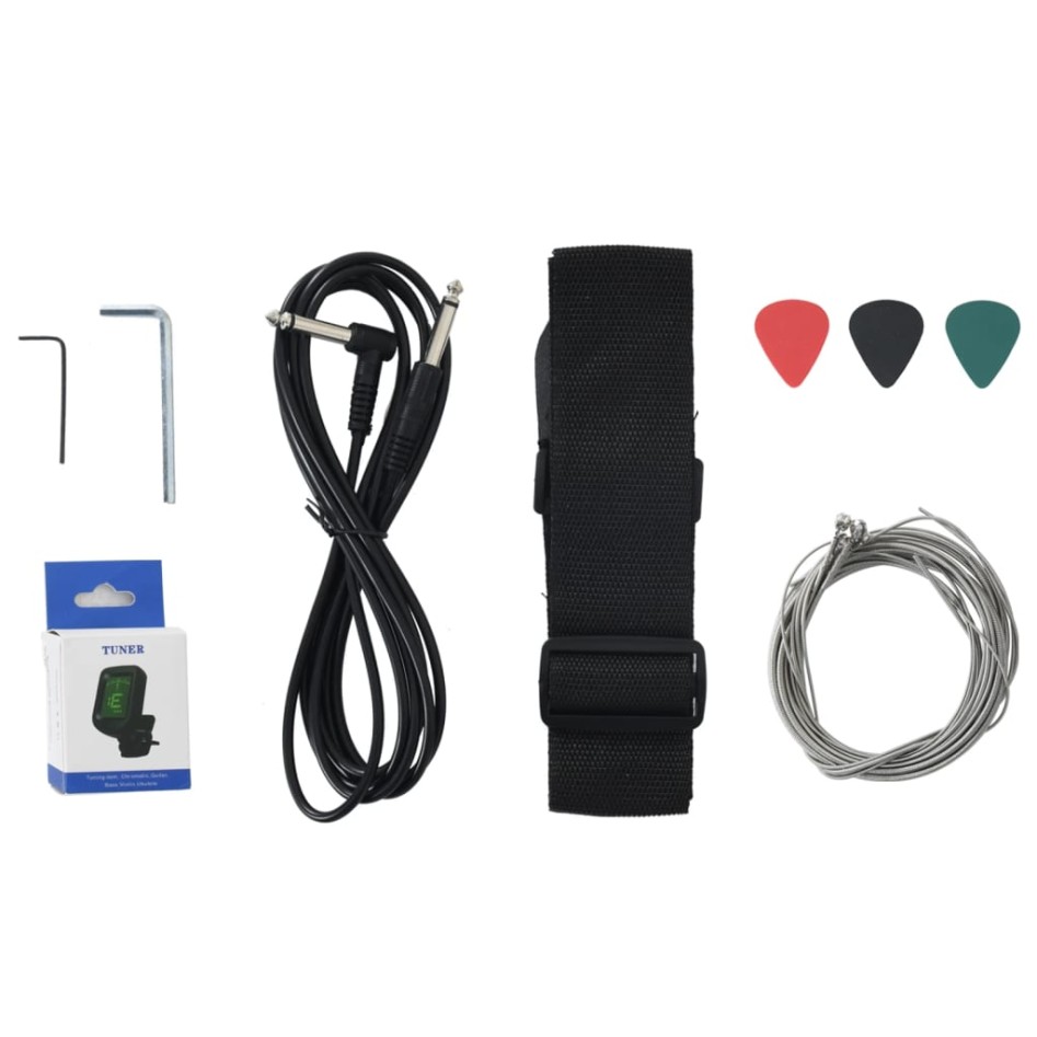 Bajo eléctrico para principiantes y funda marrón blanco 4/4