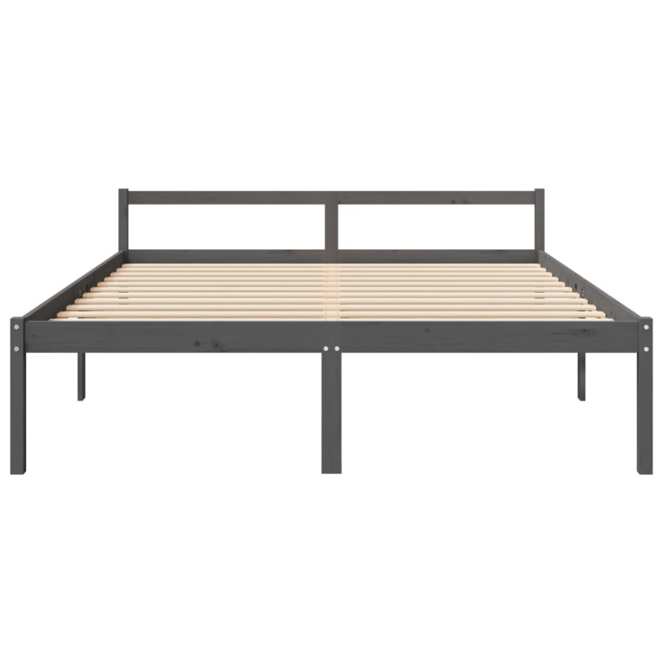 Cama para personas mayores madera maciza pino gris 200x200