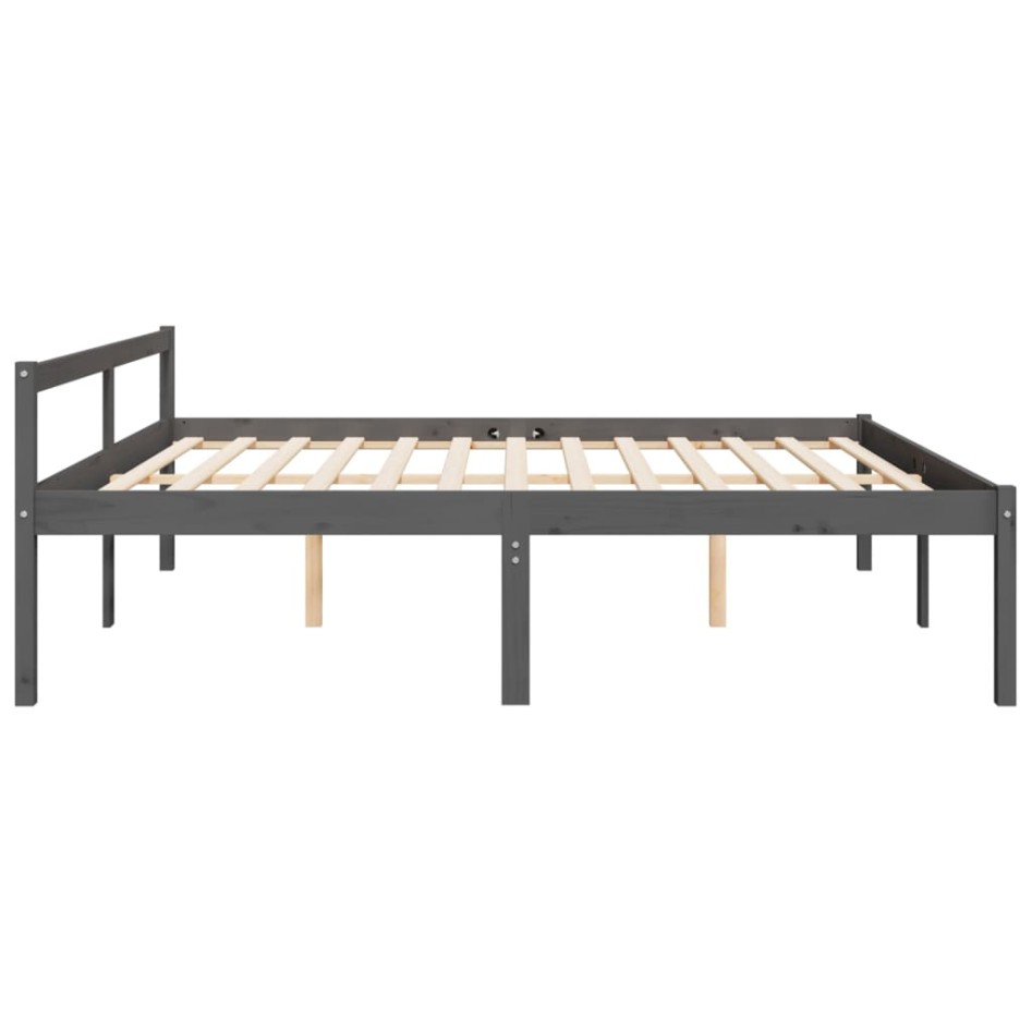 Cama para personas mayores madera maciza pino gris 200x200