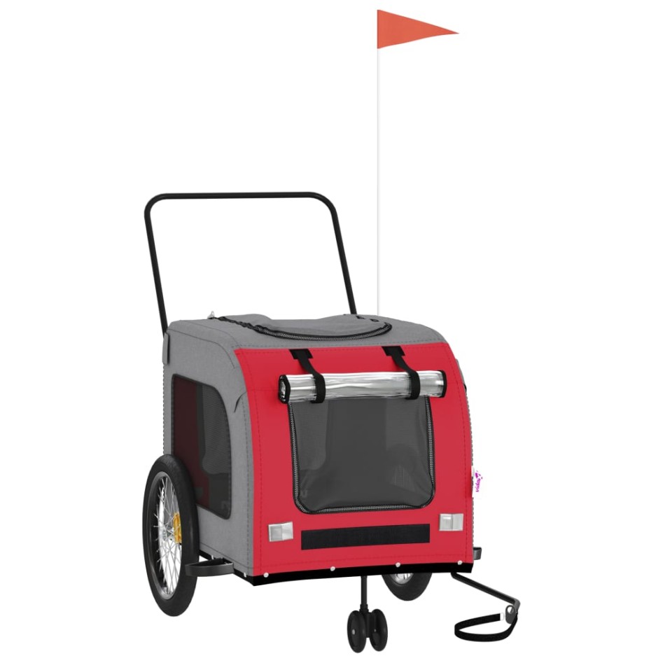 Remolque de bicicleta mascotas hierro tela Oxford rojo