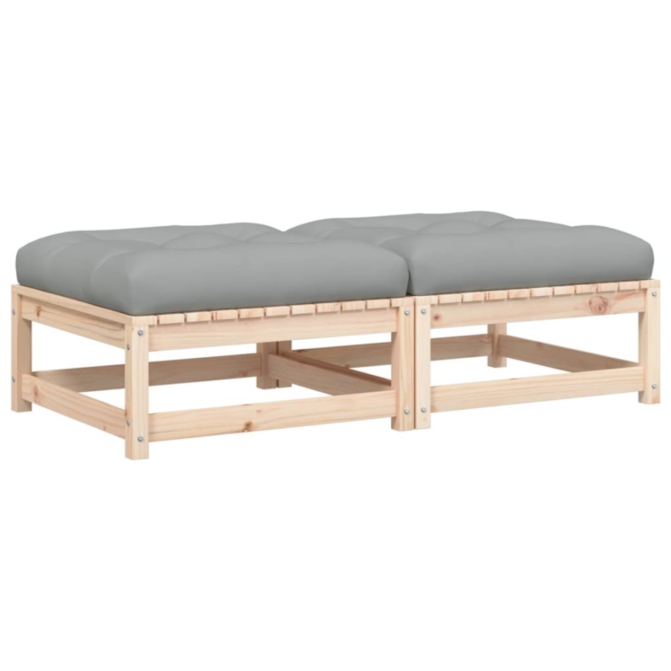 Taburetes de jardín con cojines 2 uds madera maciza de