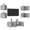 Muebles TV pared con LED 6 pzas madera ingeniería gris hormigón