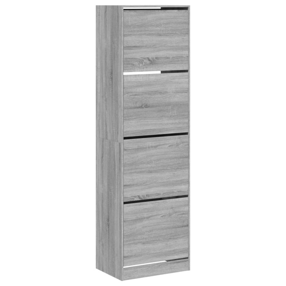 Mueble zapatero 4 cajones abatibles gris Sonoma 60x42x204