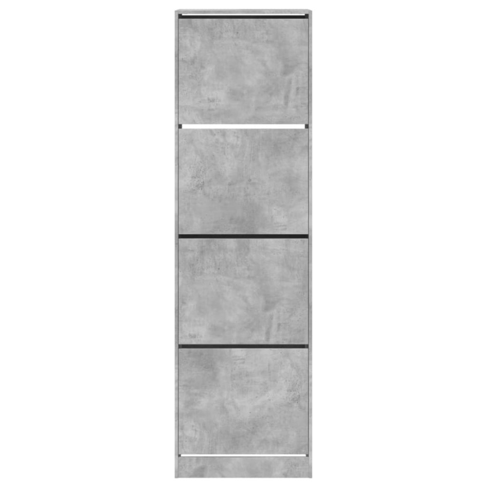 Mueble zapatero 4 cajones abatibles gris hormigón 60x42x204