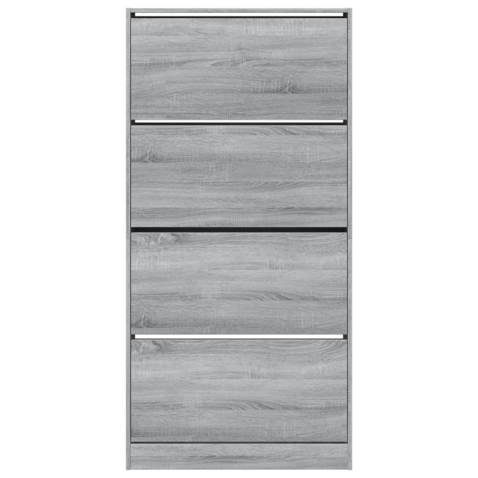 Mueble zapatero 4 cajones abatibles gris Sonoma 80x21x163,5