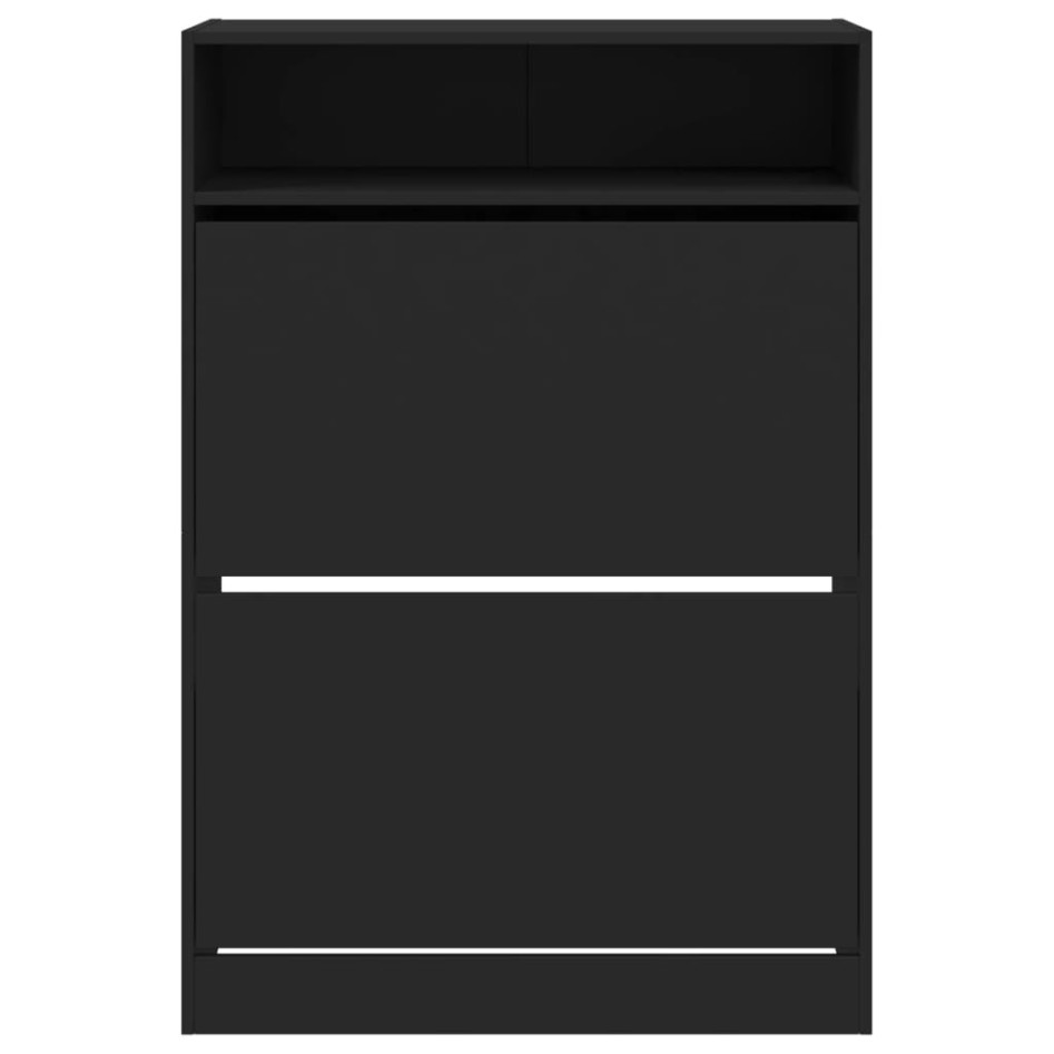 Mueble zapatero con 2 cajones abatibles negro 80x34x116