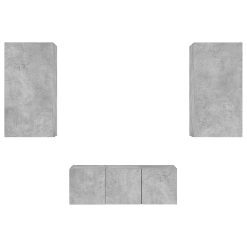 Muebles TV pared con LED 4 pzas madera ingeniería gris