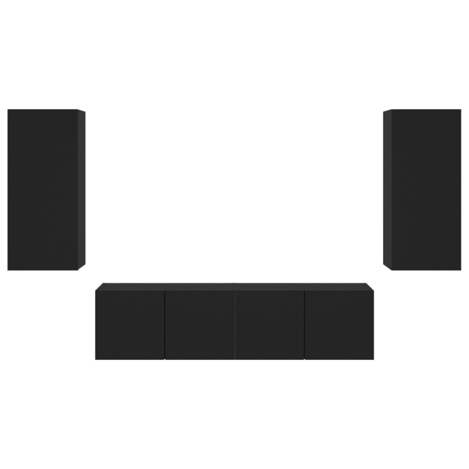 Muebles de TV de pared con LED 4 pzas madera ingeniería