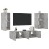 Muebles TV pared con LED 4 pzas madera ingeniería gris