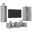 Muebles TV pared con LED 6 pzas madera ingeniería gris hormigón