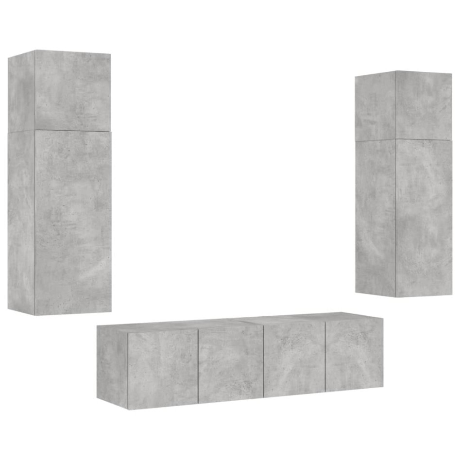 Muebles TV pared con LED 6 pzas madera ingeniería gris