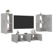 Muebles TV pared con LED 4 pzas madera ingeniería gris hormigón
