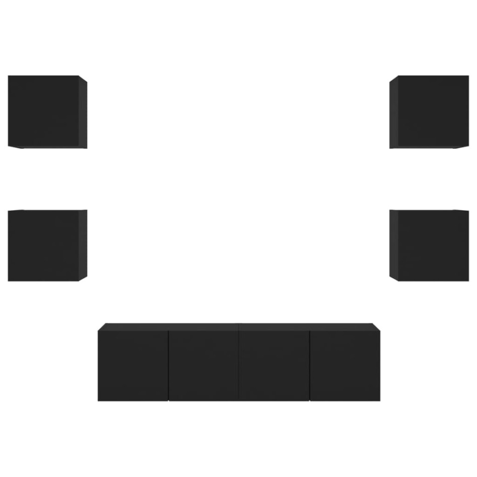 Muebles de TV de pared con LED 6 pzas madera ingeniería