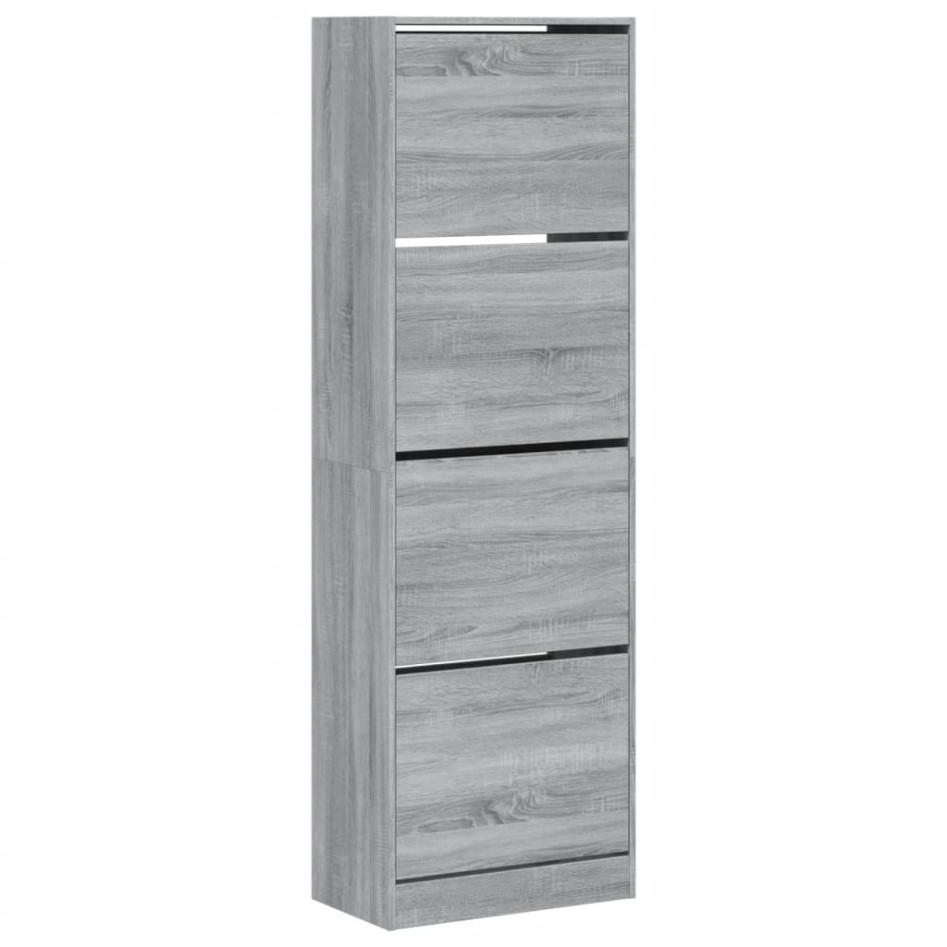Mueble zapatero 4 cajones abatibles gris Sonoma 60x34x187,5