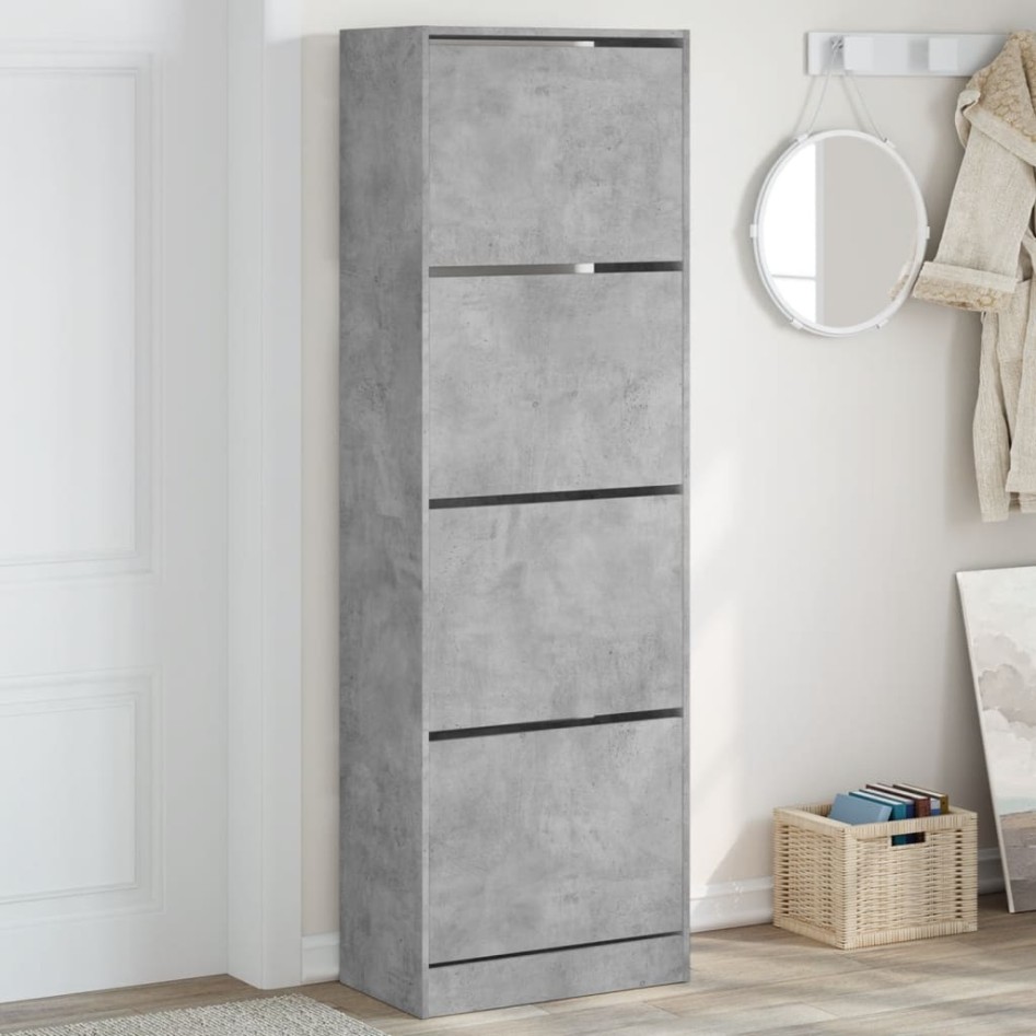 Mueble zapatero 4 cajones abatibles gris hormigón