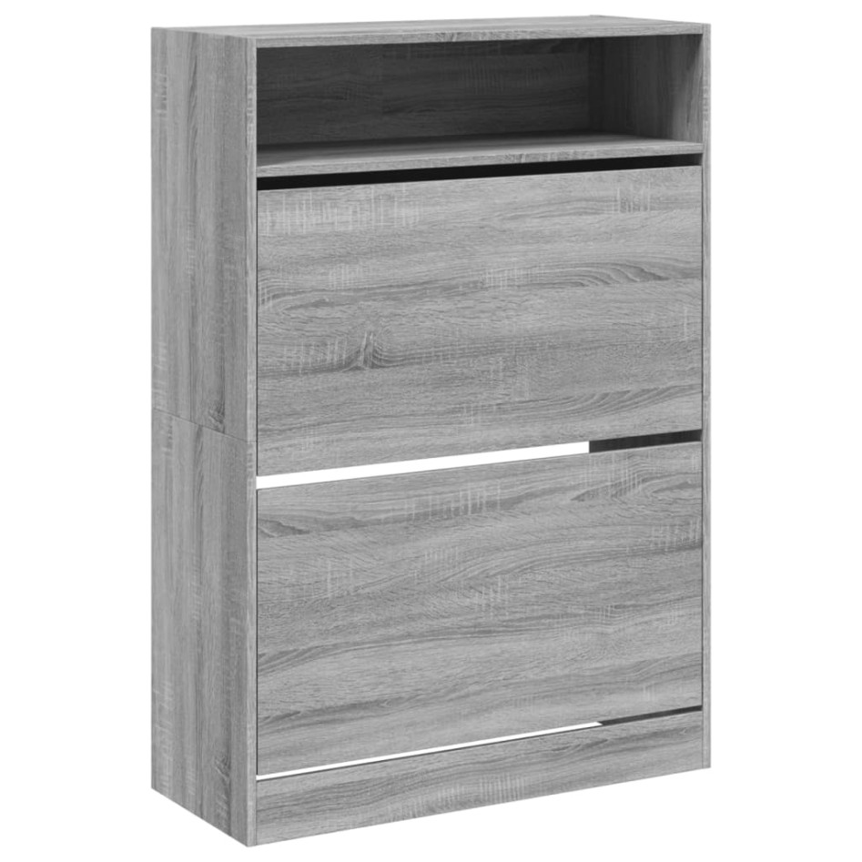 Mueble zapatero 2 cajones abatibles gris Sonoma 80x34x116