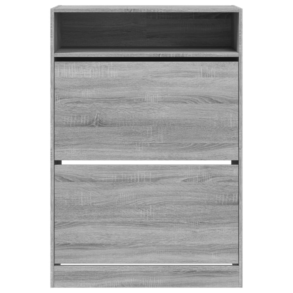 Mueble zapatero 2 cajones abatibles gris Sonoma 80x34x116