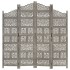 Biombo 4 paneles tallado a mano madera mango gris 160x165