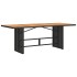 Mesa de jardín superficie de madera ratán PE negro 190x80x74