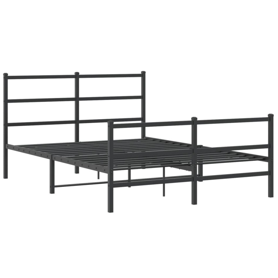 Estructura de cama con cabecero y estribo metal negro