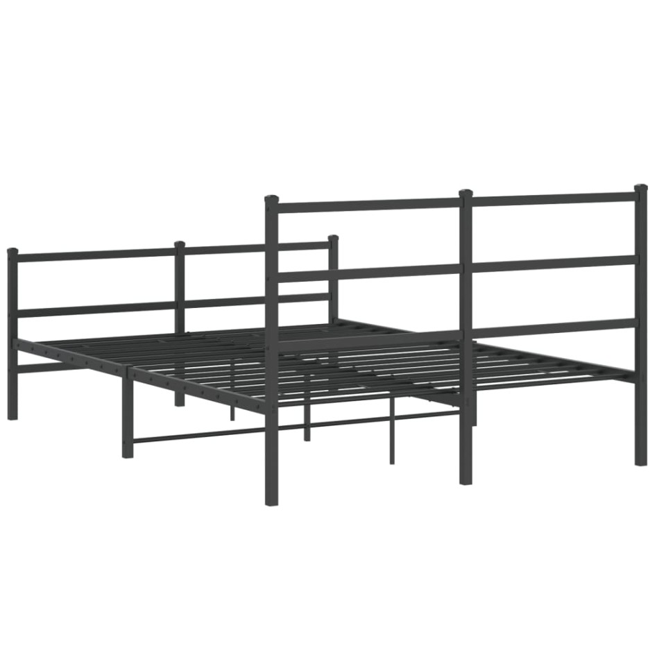 Estructura de cama con cabecero y estribo metal negro