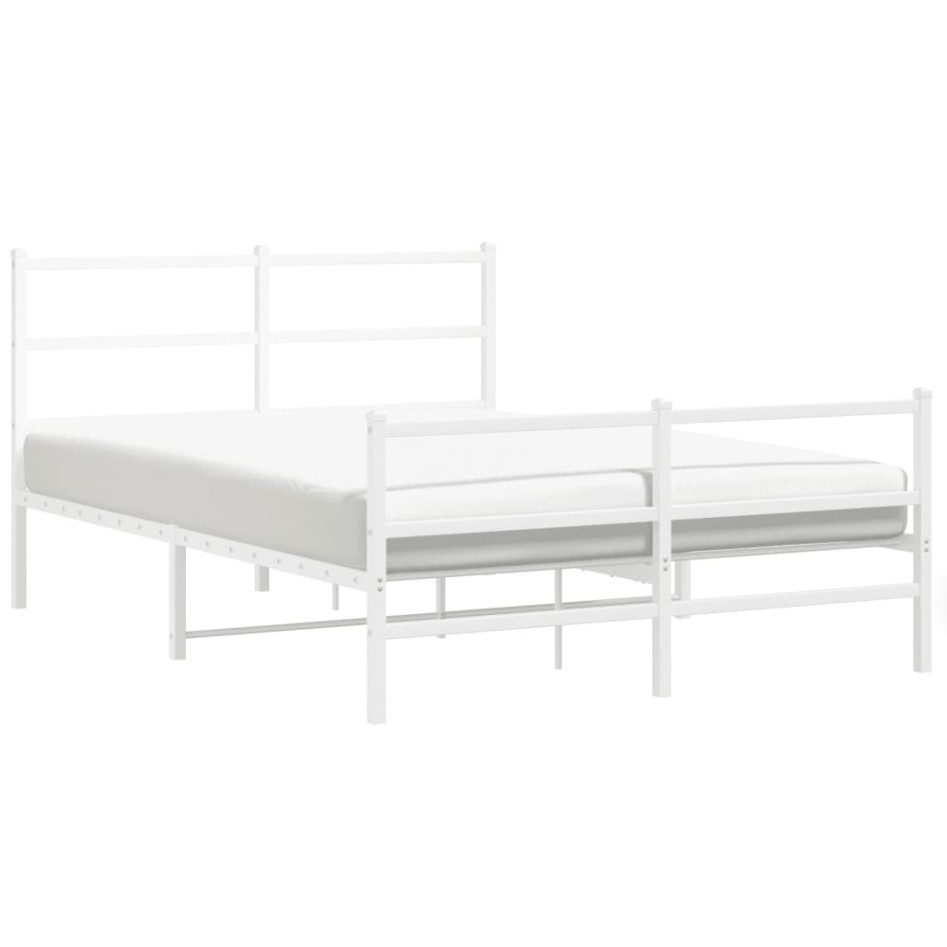 Estructura cama metal con cabecero y estribo blanco 135x190