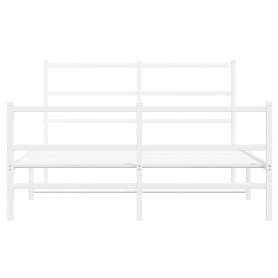 Estructura cama metal con cabecero y estribo blanco 135x190