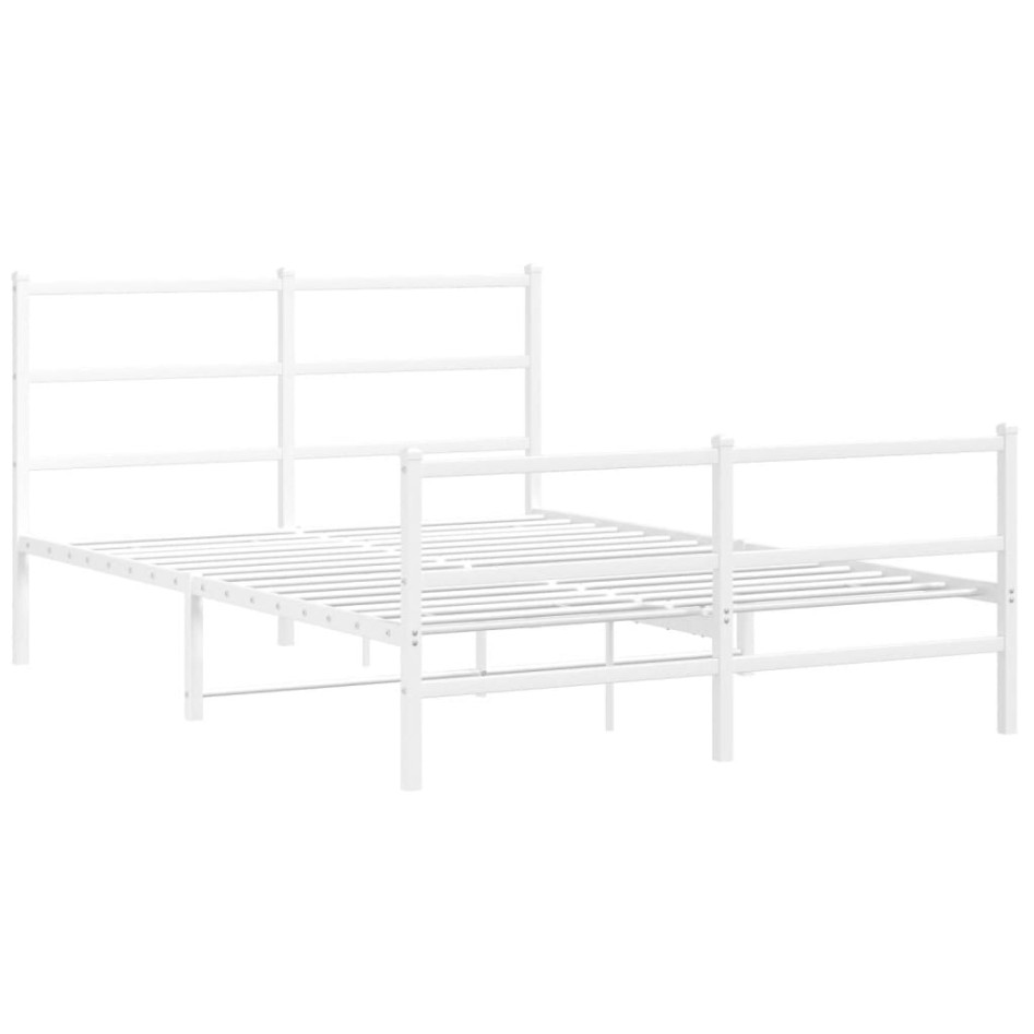 Estructura cama metal con cabecero y estribo blanco 140x200