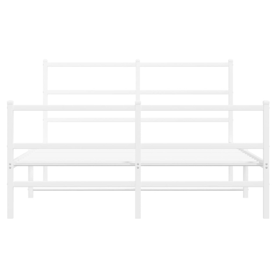 Estructura cama metal con cabecero y estribo blanco 140x200