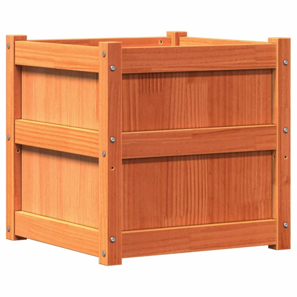 Jardineras de exterior 2 uds madera maciza de pino marrón