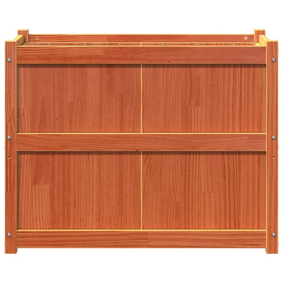 Jardinera exterior madera maciza pino marrón cera 90x50x70