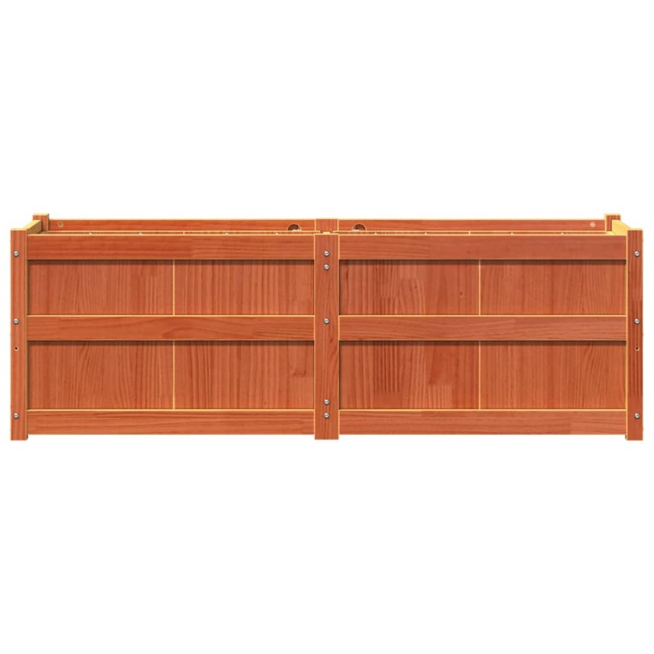 Jardinera exterior madera maciza pino marrón cera 150x50x50