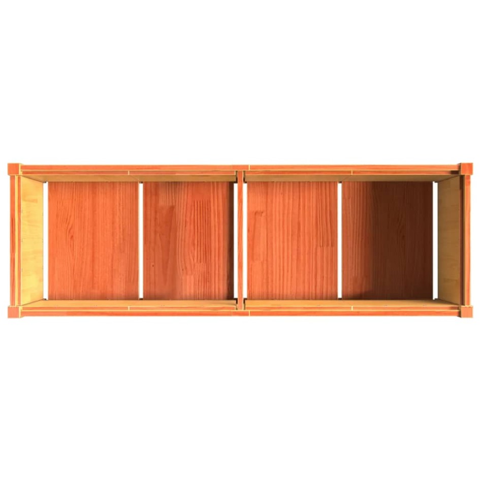Jardinera exterior madera maciza pino marrón cera 150x50x50