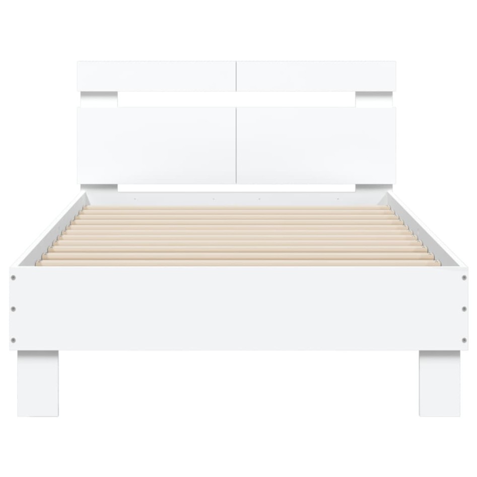 Estructura de cama con cabecero y luces LED blanco 100x200