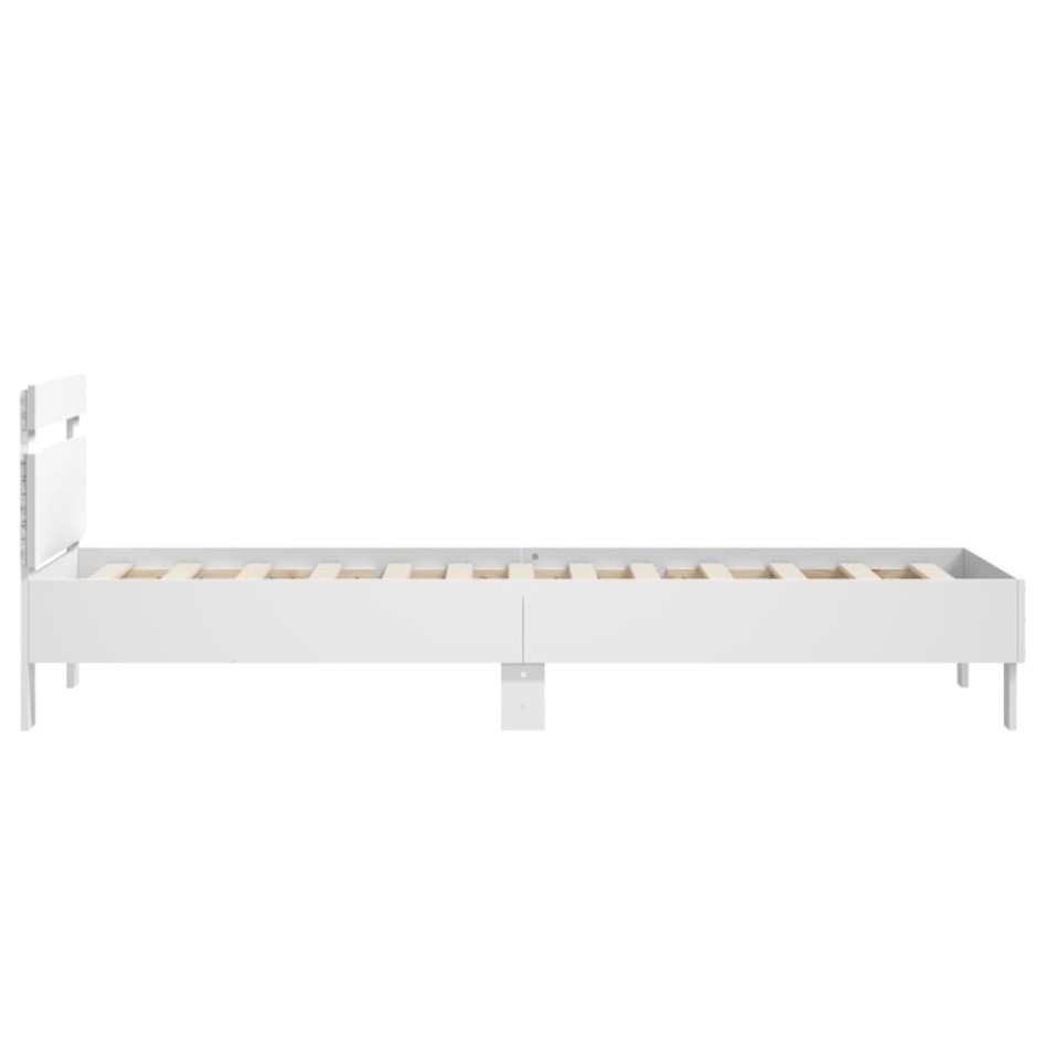 Estructura de cama con cabecero y luces LED blanco 90x200