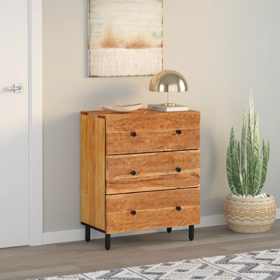 Armario auxiliar madera maciza de acacia 60x33x75