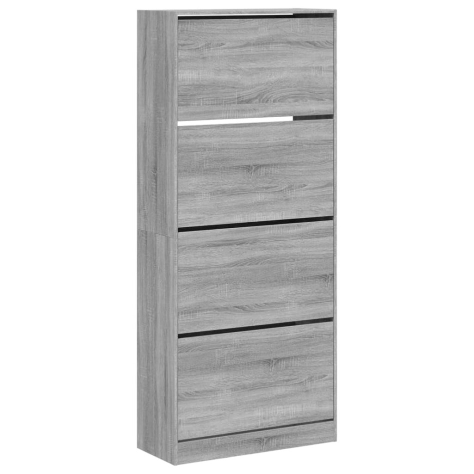 Mueble zapatero 4 cajones abatibles gris Sonoma 80x34x187,5