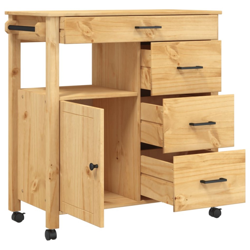 Carrito de cocina MONZA madera maciza de pino 84x40x90
