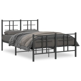 Estructura de cama con cabecero y pie metal negro 120x190