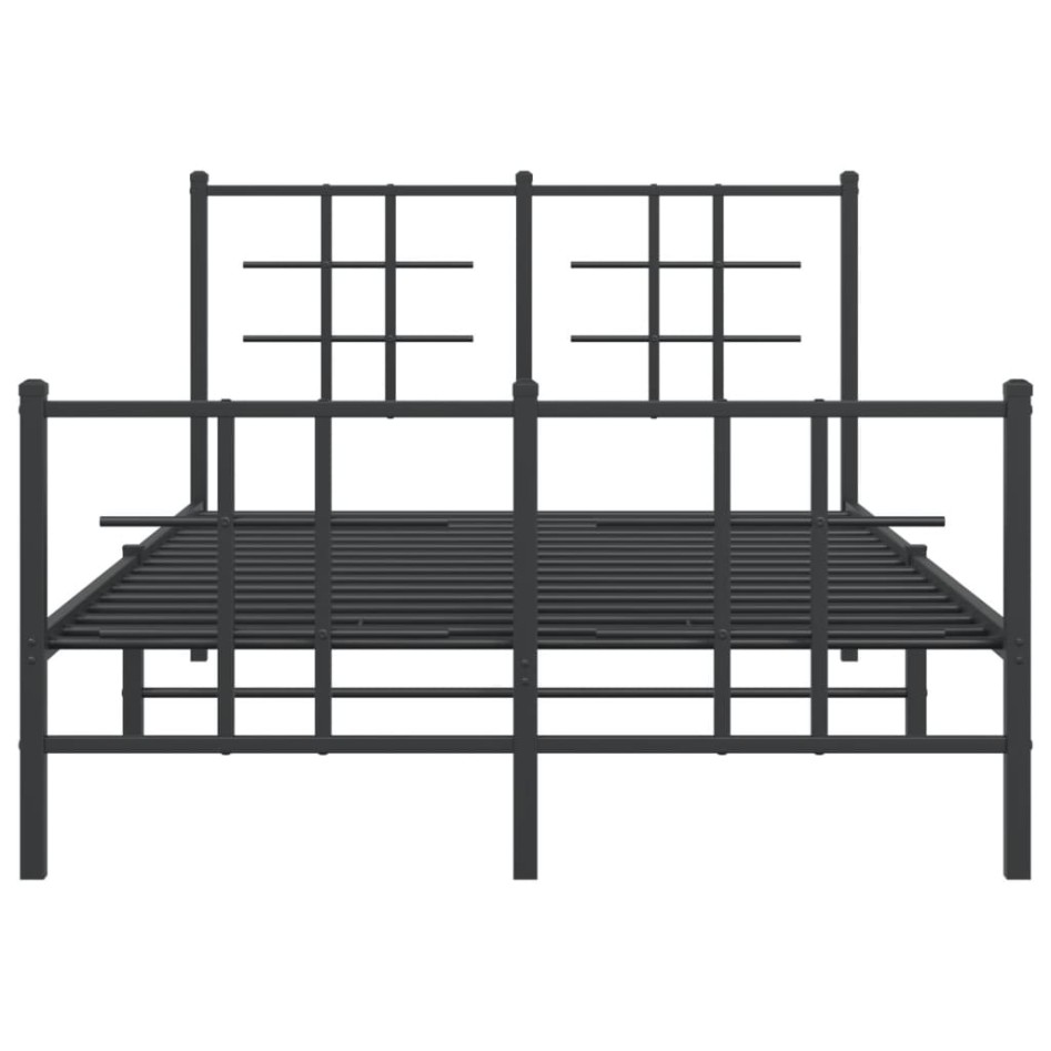 Estructura de cama con cabecero y pie metal negro 120x190