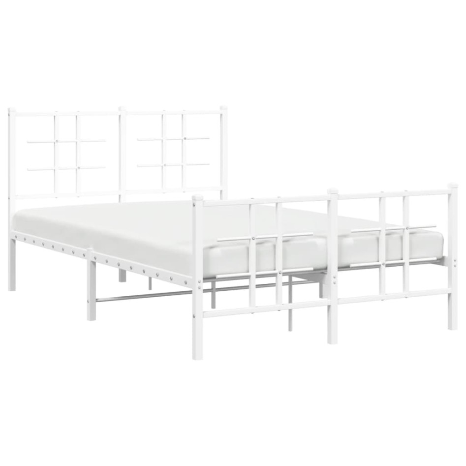 Estructura cama metal con cabecero y estribo blanco 120x200