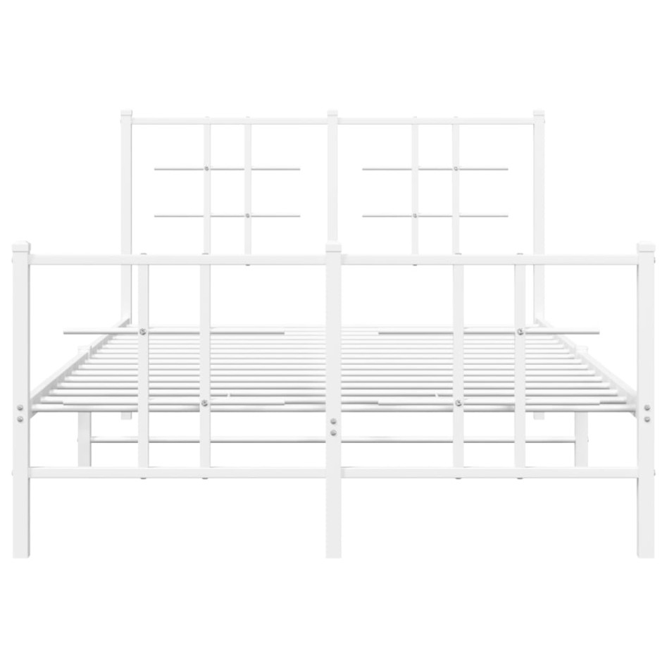Estructura cama metal con cabecero y estribo blanco 120x200