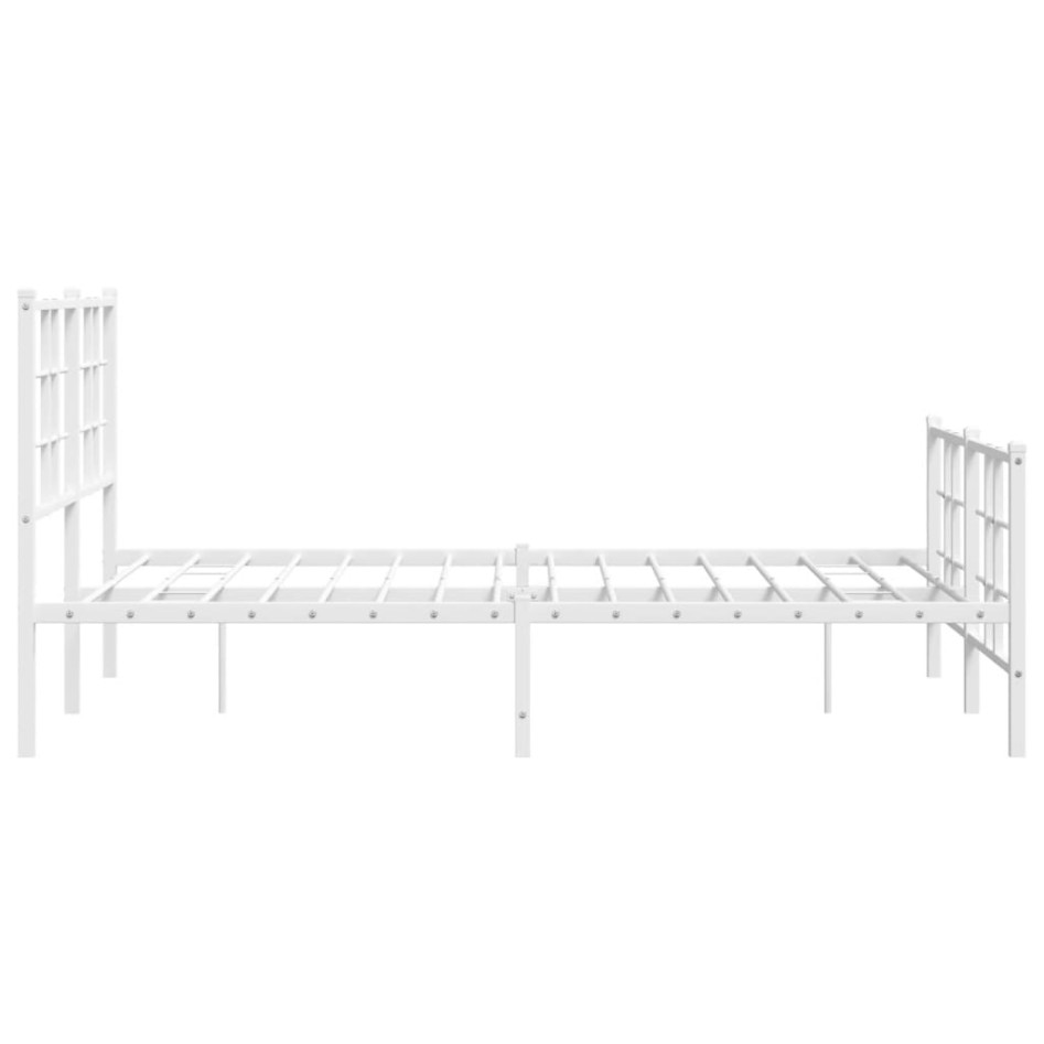 Estructura cama metal con cabecero y estribo blanco 120x200