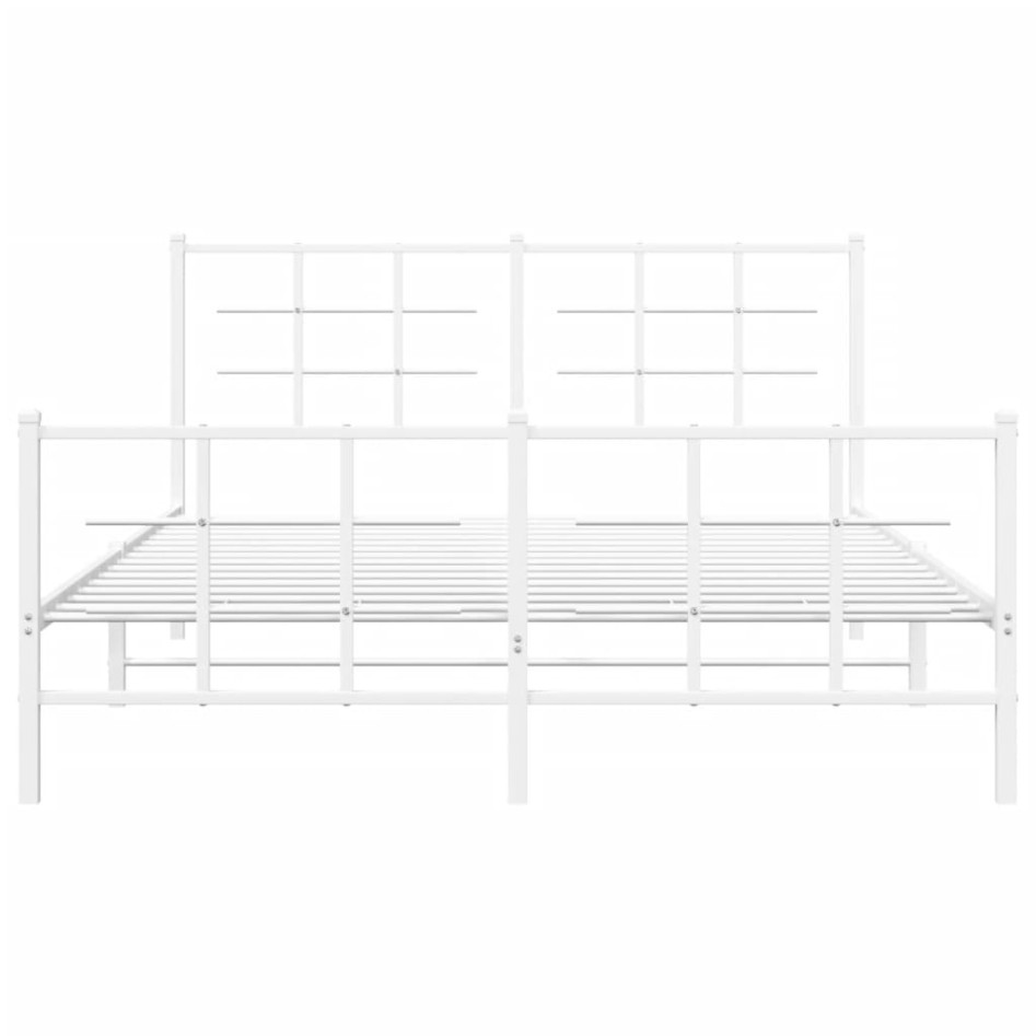 Estructura cama metal con cabecero y estribo blanco 150x200