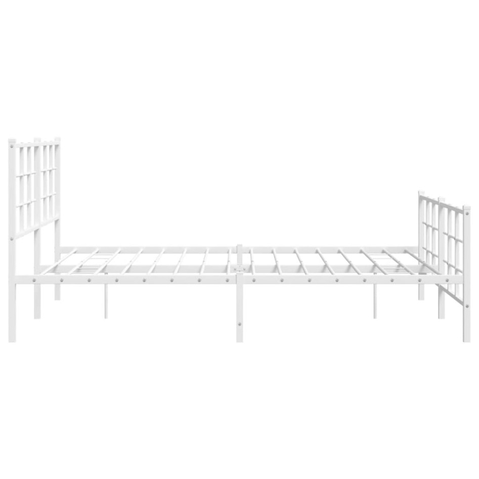 Estructura cama metal con cabecero y estribo blanco 150x200