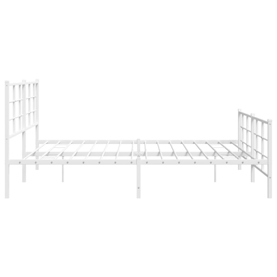 Estructura cama metal con cabecero y estribo blanco 180x200