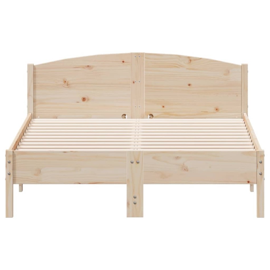 Estructura de cama con cabecero madera maciza pino 135x190