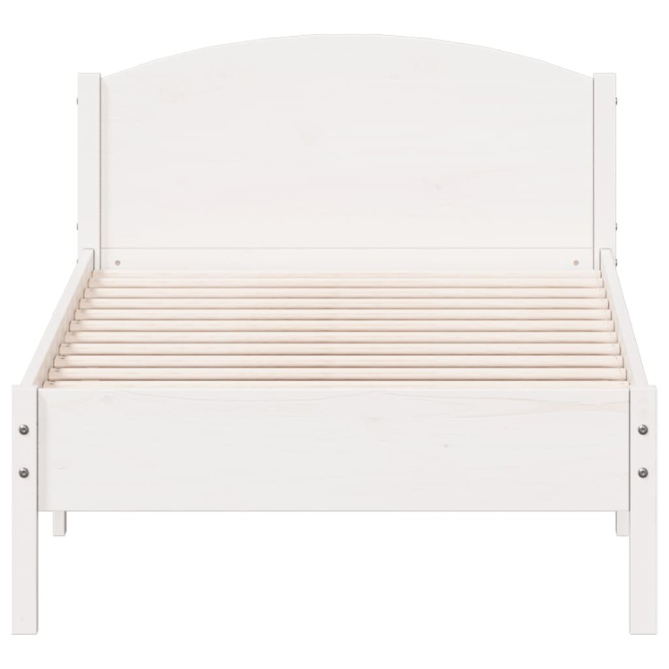 Estructura de cama con cabecero madera de pino blanca 90x200