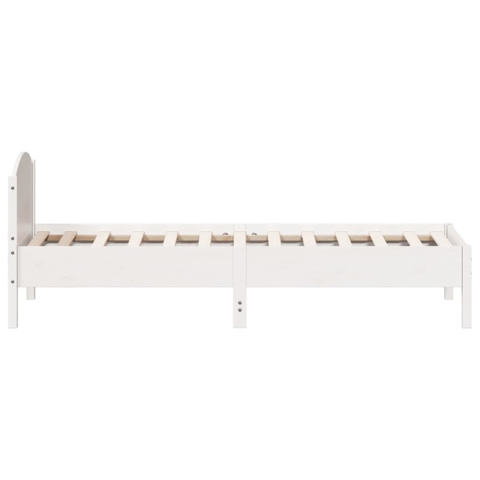 Estructura de cama con cabecero madera de pino blanca 90x200